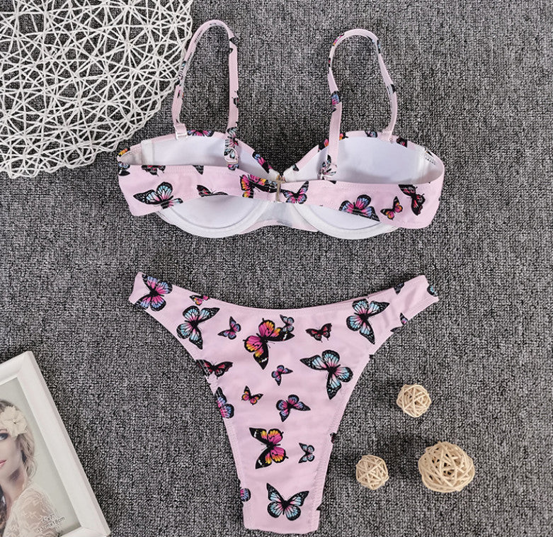 Bikini Sexy con estampado de mariposas, traje de baño duro de alta calidad para mujer