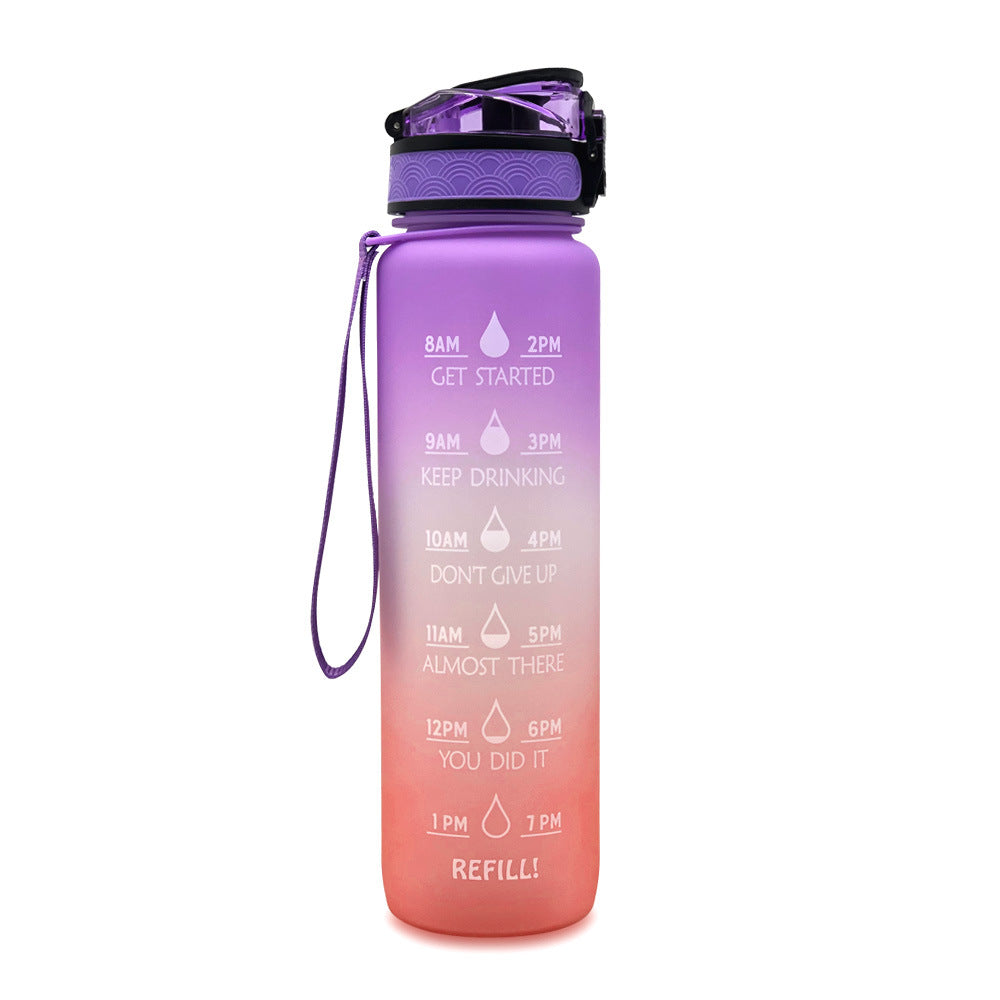 Botella de agua Tritan de 1L con marcador de tiempo, cubierta de rebote, botella de agua motivacional, taza a prueba de fugas para ciclismo, botellas deportivas para Fitness