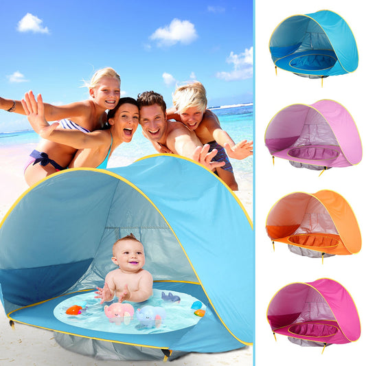 Tienda de playa para bebé, tienda para acampar al aire libre para niños, fácil plegado, impermeable, toldo para el sol, protección UV