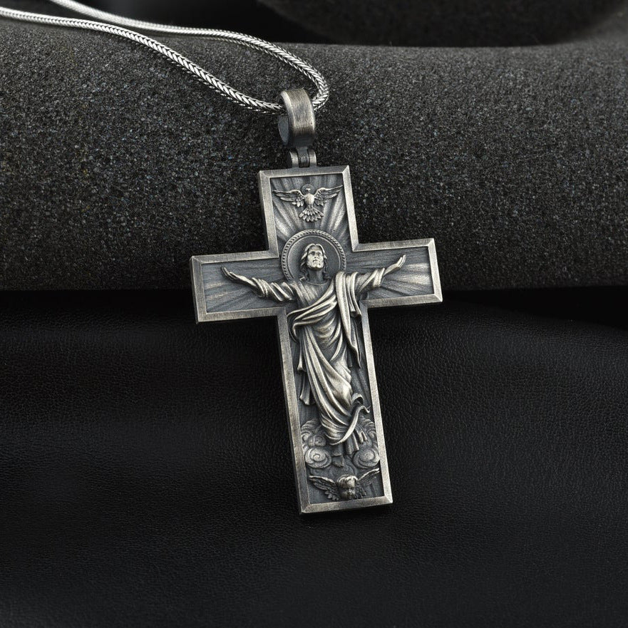 Kind Of Christianity Jesus Cross Europe And America Religious Catholic Style Men'S Retro Style Pendant Necklace Jewelry