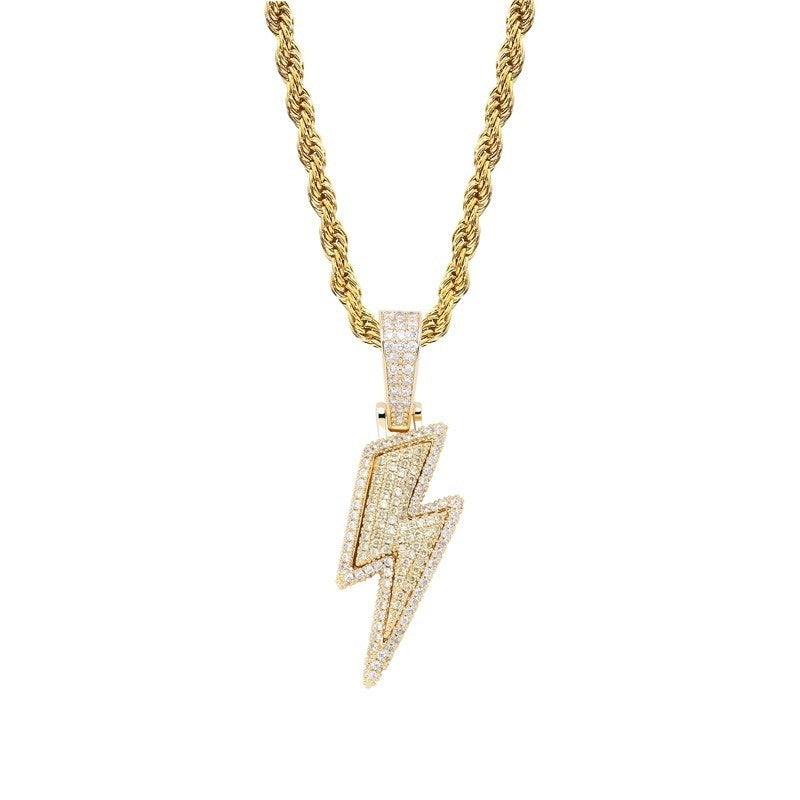 Hot Selling Lightning Hip Hop Pendant Micro-inlaid Zircon Hip Hop Fashion Trendy Hip Hop Jewelry