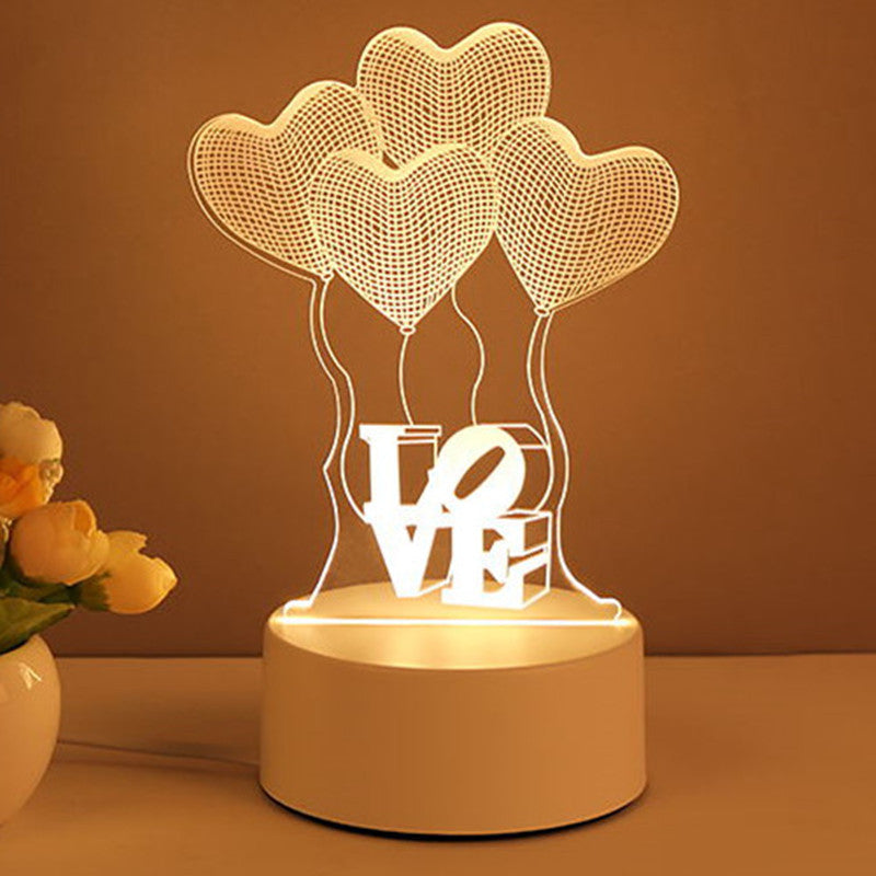 Lámpara 3D de acrílico, luces LED nocturnas USB, lámpara de señal de neón, decoraciones navideñas para el hogar, decoración de la habitación, regalos del Día de San Valentín