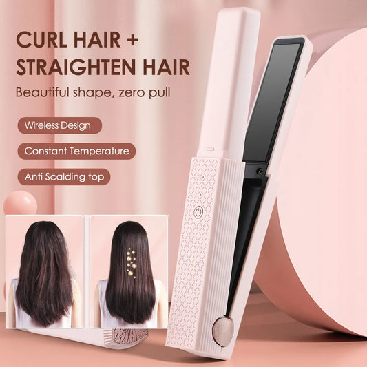 Hair Straightener Cordless Usb Hair Straightener Mini Ceramics Hair Curler 3 Constant Temperature Portable Flat Iron Para sa Paglalakbay