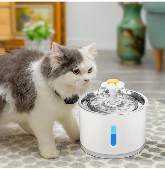 Fuente de agua para gato automática con iluminación LED, USB, perros y gatos, bebedero silencioso, tazón alimentador, dispensador de bebidas