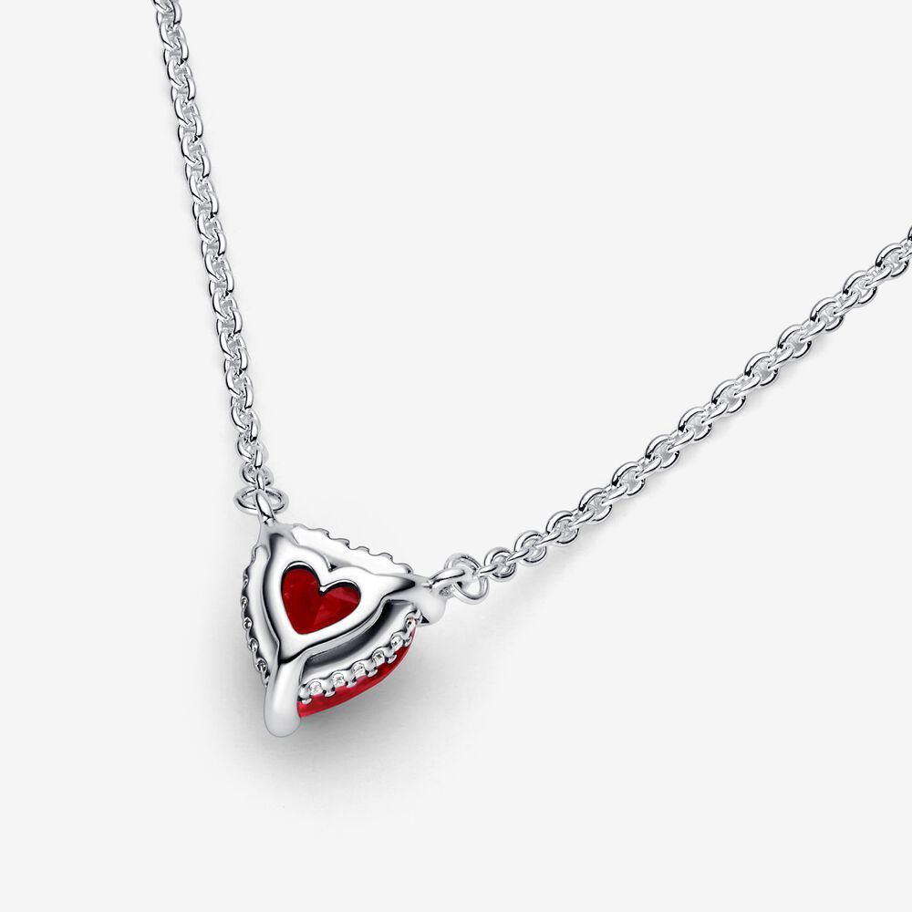 Shining Halo Heart-shaped Pendant Clavicle Chain Ruby Necklace