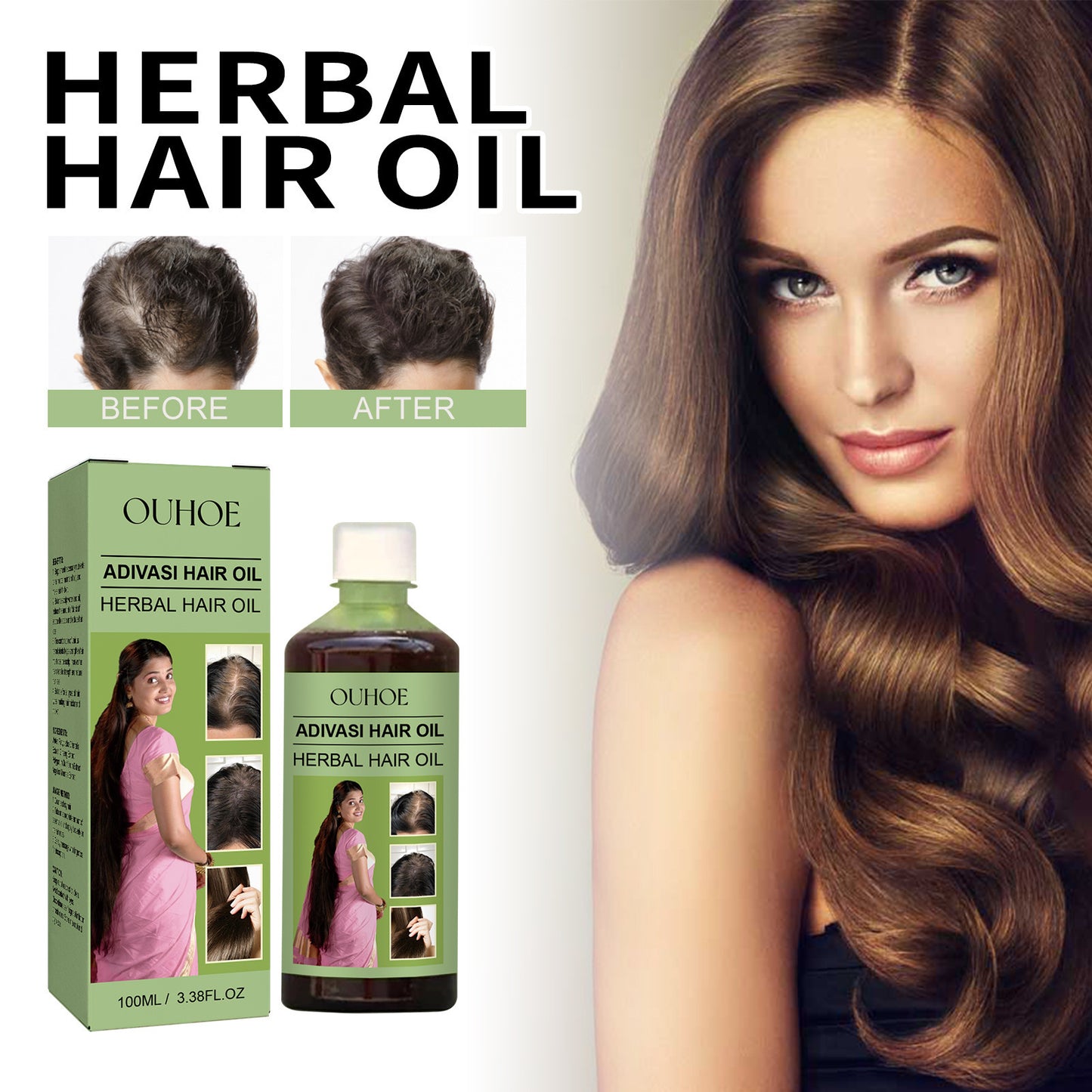 Herbal Dense Hair Oil Solid Anti-drop Strong Scalp Repair Soft And Smooth