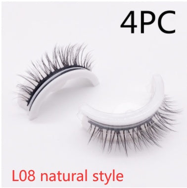 Reusable 3D Mink Lashes Natural False Eyelashes Self Adhesive Fake Glue Free Makeup Eyelash Extension Silk