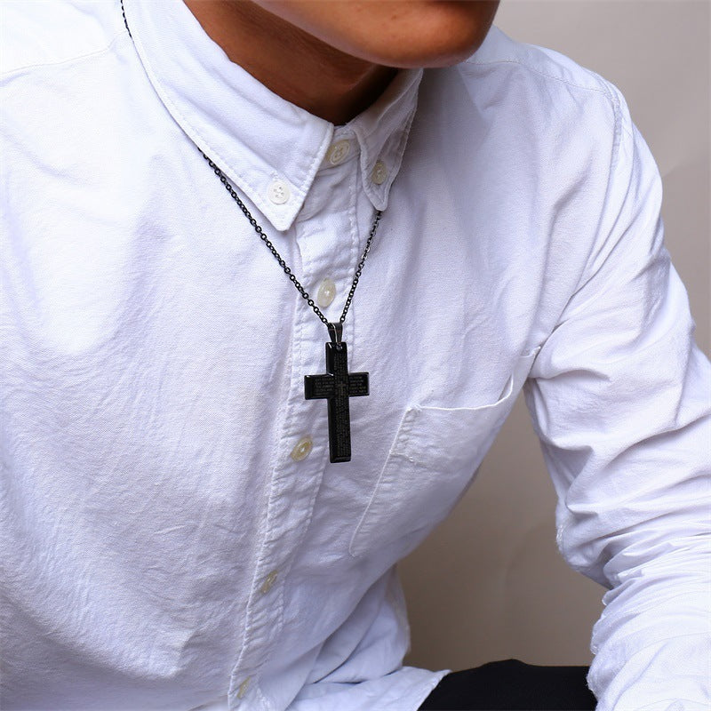 Stainless steel prayer cross necklace