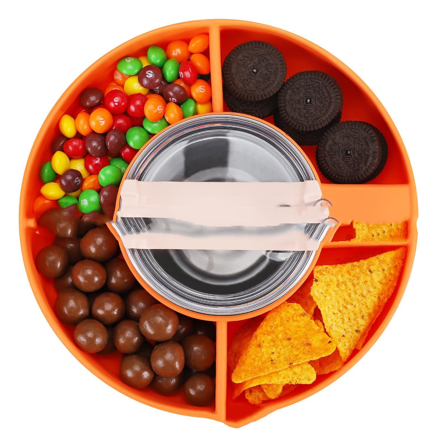 Silicone Snack Para sa Cup 40 Oz Reusable Snack Container 4 Compartment Snack Platters Cup Snack Bowl Cup Holder Food Tray