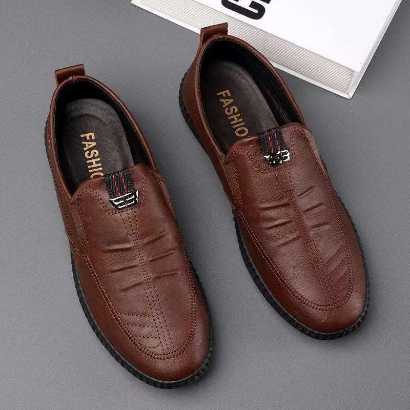 Men's Business Slip-on Leather Shoes Breathable Lightweight