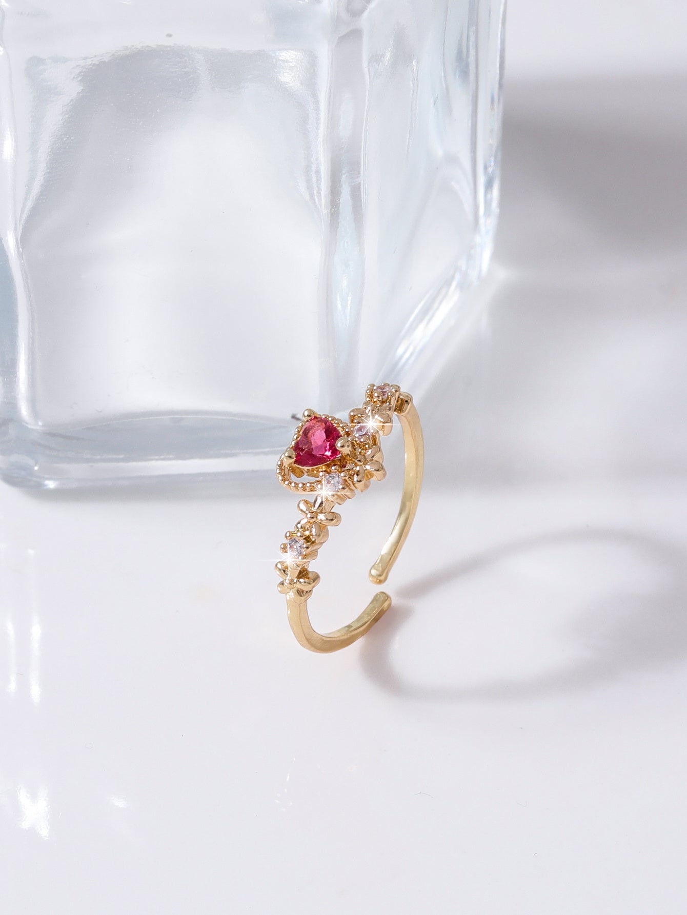 Elegant Style Small Fresh Opening Adjustment Love Ruby Ring