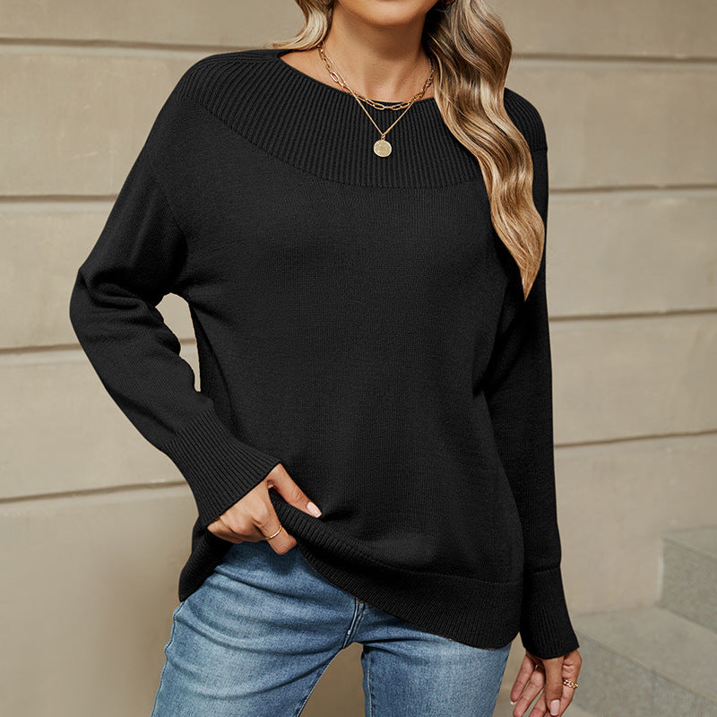 Women's Off-neck Sweater Pullover Comfortable Long Sleeve