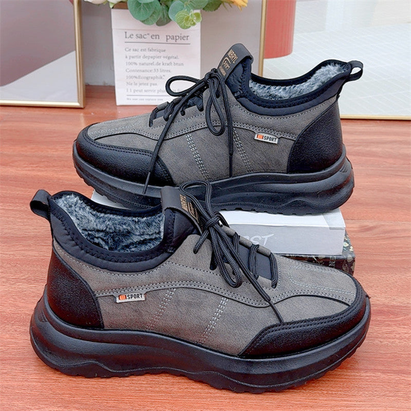 Winter Fleece Lined Padded Warm Keeping Men's Casual Sports Cotton Shoes