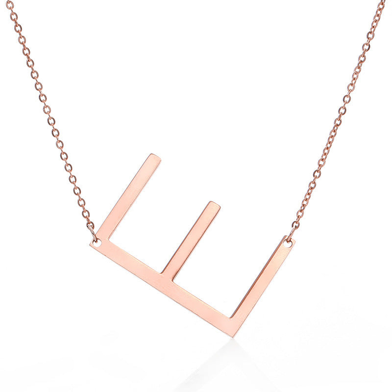 Fabulous Rose Gold Plated Stainless Steel Initial Letter Pendant Necklace