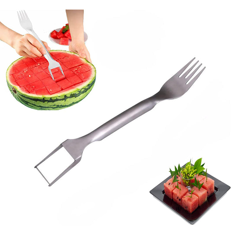 2 In 1 Watermelon Fork Slicer Multi-purpose Stainless Steel Watermelon Slicer Cutter Kitchen Fruit Cutting Fork Fruit Divider Mga Gadget sa Kusina