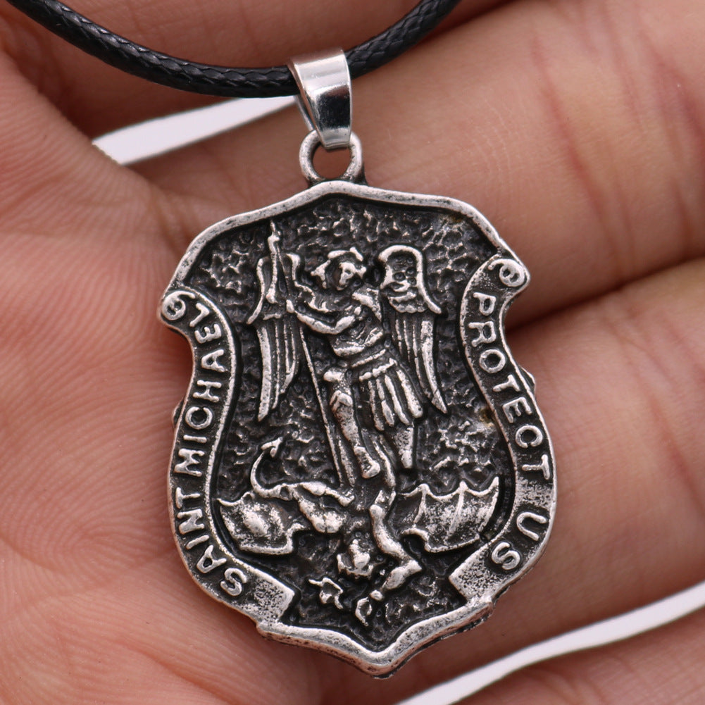 Holy Angel Pendant Vintage Amulet Religious Necklace