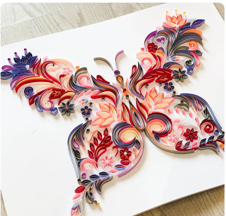 Ranura para paquete de material de ilustración de quilling de mariposa de 20 pulgadas