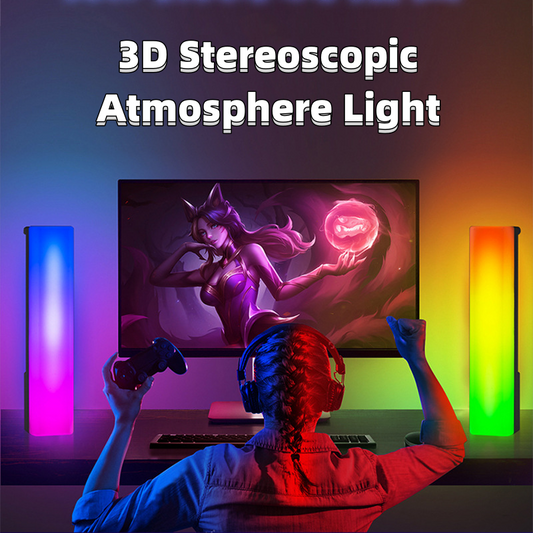 Lámpara de ambiente de mesa con luz RGB 3D, luz de ritmo activada por voz y música colorida, decoración del hogar para juegos de PC, regalos de vacaciones