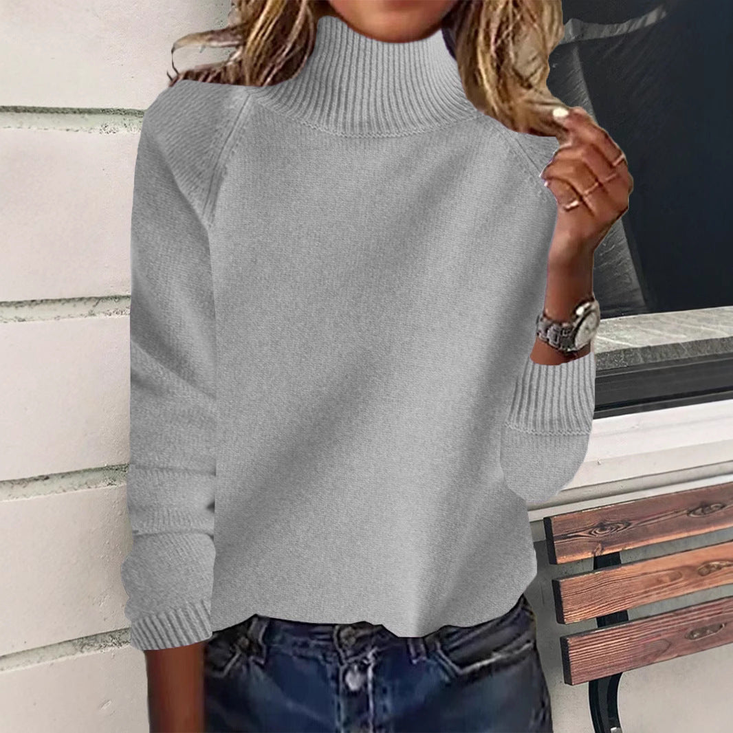 Women's Raglan Turtleneck Sweater Thickened High Stand Collar