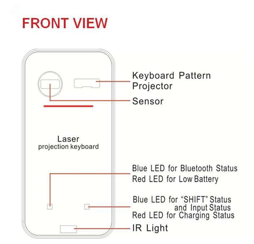 LEING FST Virtual Laser Keyboard Bluetooth Wireless Projector Phone Keyboard Para sa Computer Pad Laptop na May Mouse Function