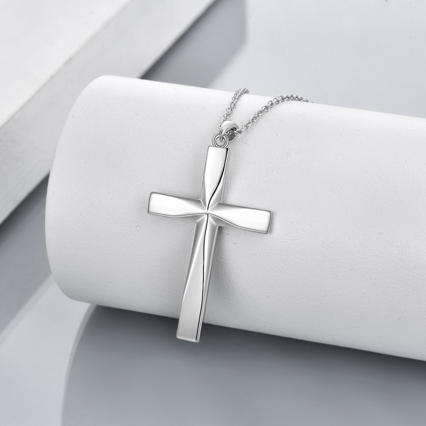 Religious Cross Pendant Necklace Sterling Silver Origami Cross Pendant Gifts for Women Men Jewelry