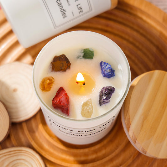 Natural Crystal Stone Aromatherapy Candle Soy Wax Mga Kandila na Walang Usok na Kahon ng Regalo sa Kamay ng Pasko