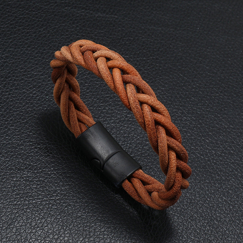 Pulsera de cordón de cuero de moda simple aleación para hombres