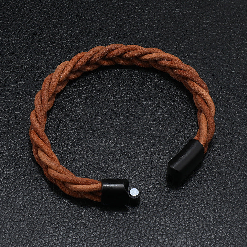 Pulsera de cordón de cuero de moda simple aleación para hombres