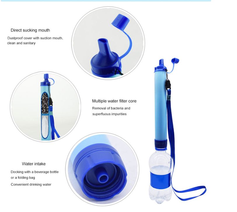 Mga Filter ng Tubig Straw Hiking Camping Outdoor Travel Personal Emergency Survival Tools Summer Life Straw