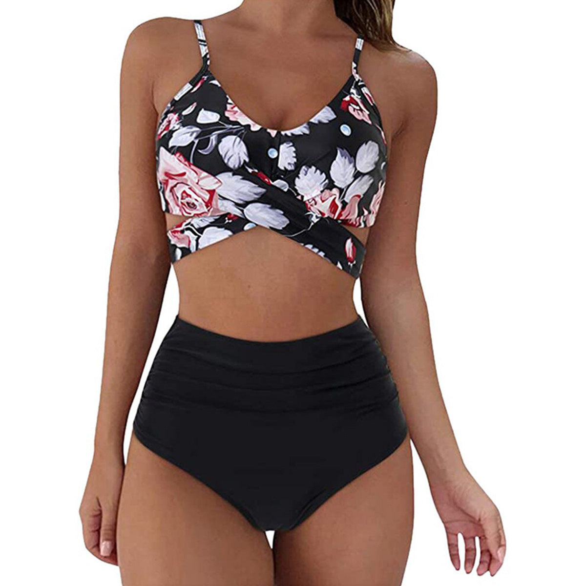 Conjunto de bikini con estampado sólido sexy para mujer Traje de baño push up