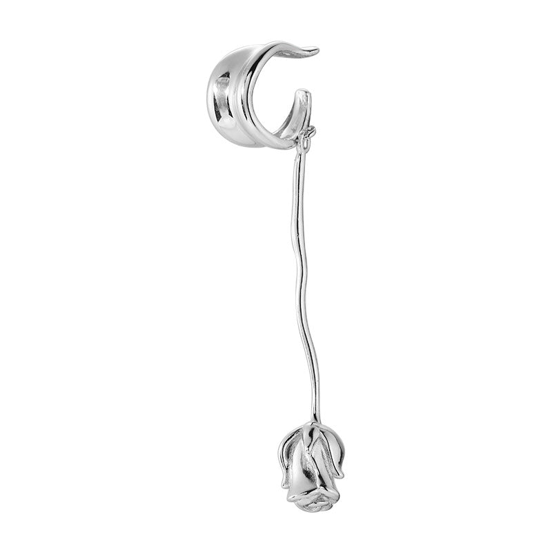 Rose Ear Clip S925 Sterling Silver Earrings Without Pierced Ears