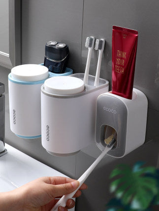 Wall Mounted Awtomatikong Toothpaste Holder na Mga Accessory ng Banyo Set Dispenser