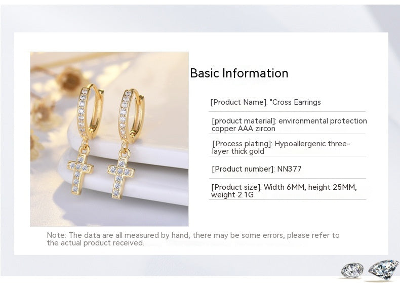 Women's Fashion Zircon Cross Earrings