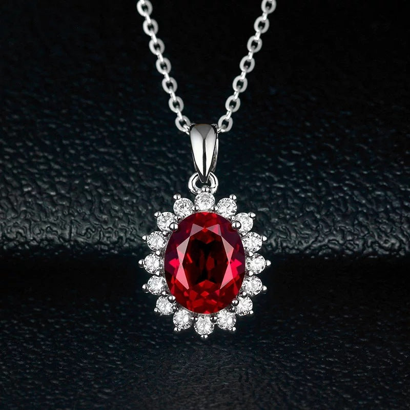 Ruby sterling silver necklace female