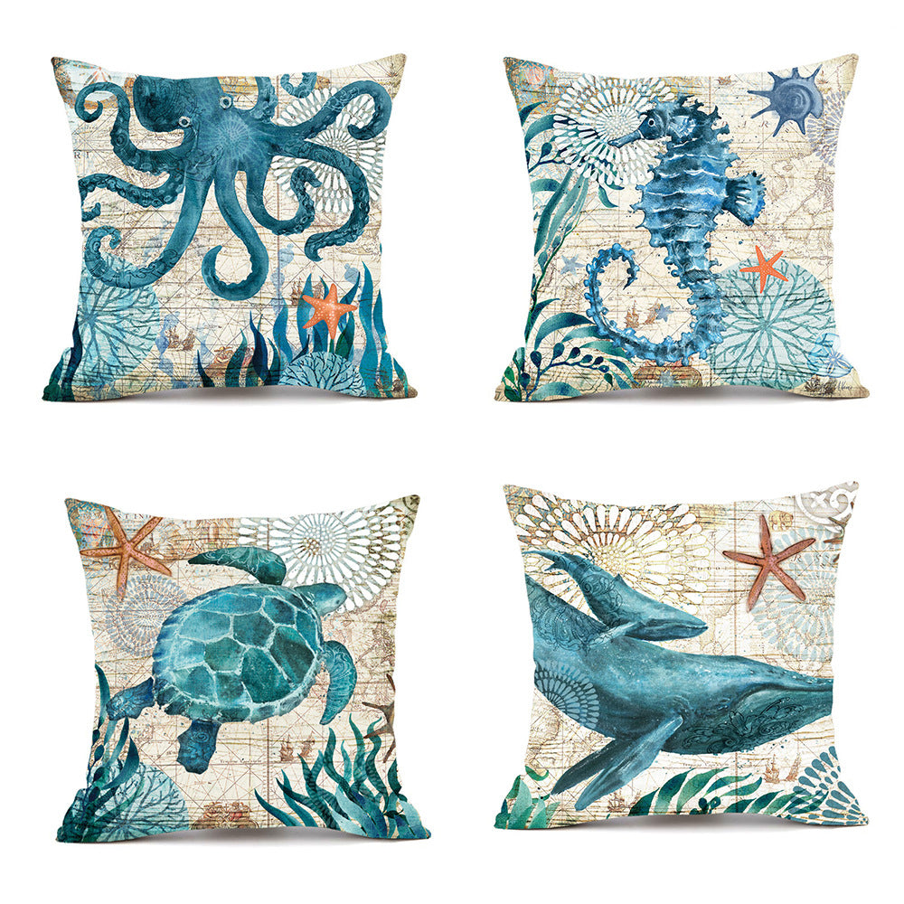 Cushion Covers Sea Turtle Printed Throw Pillow Cases Para sa Home Decor Sofa Chair Seat