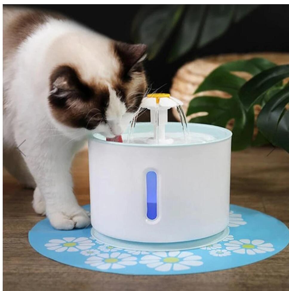 Fuente de agua para gato automática con iluminación LED, USB, perros y gatos, bebedero silencioso, tazón alimentador, dispensador de bebidas