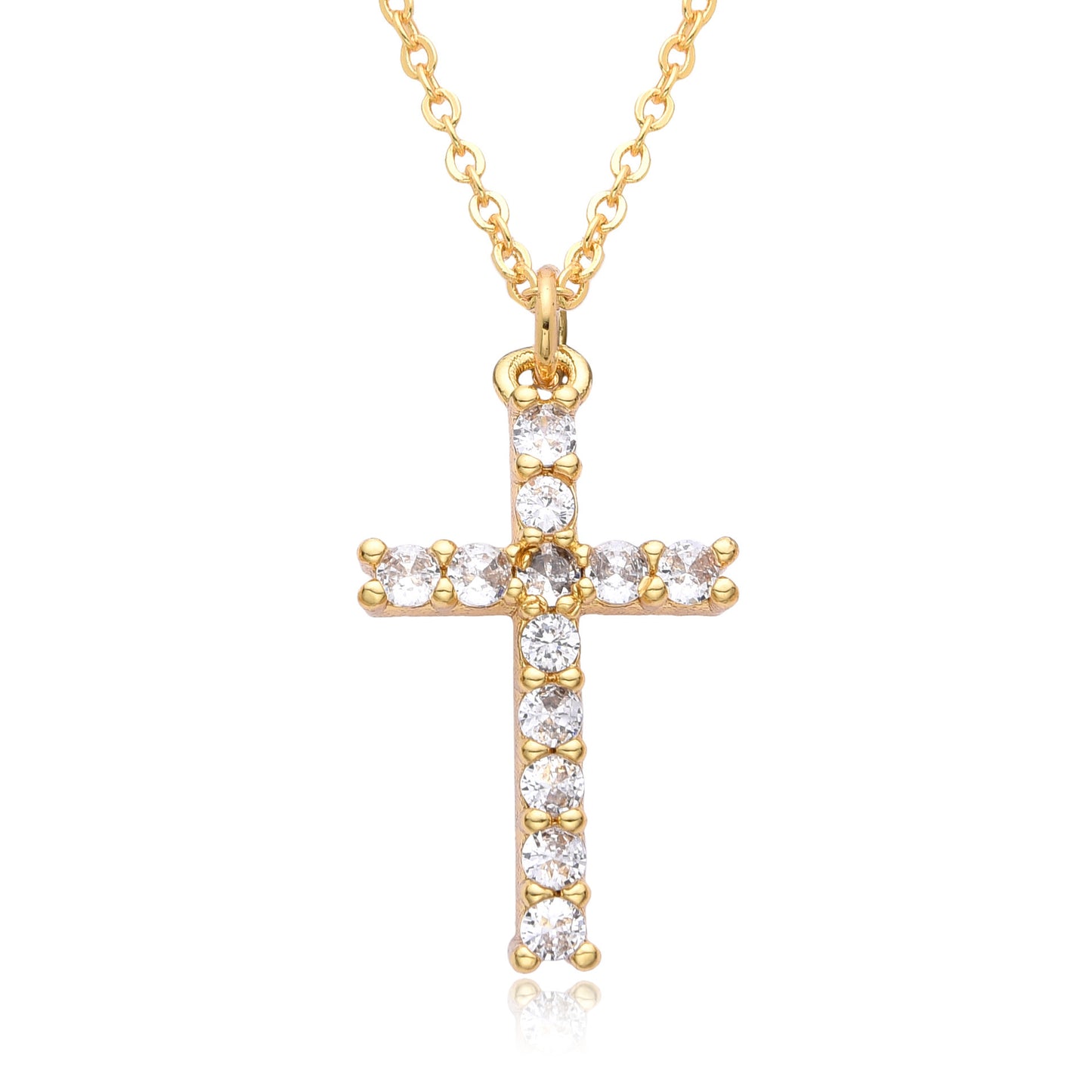 Ornament Copper Inlaid Zircon Cross Necklace Men And Women Fashion Gift Religious Cross Pendant