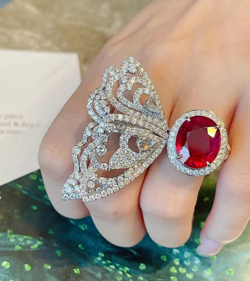 Cold Ins High-grade Color Treasure French Ruby Ring