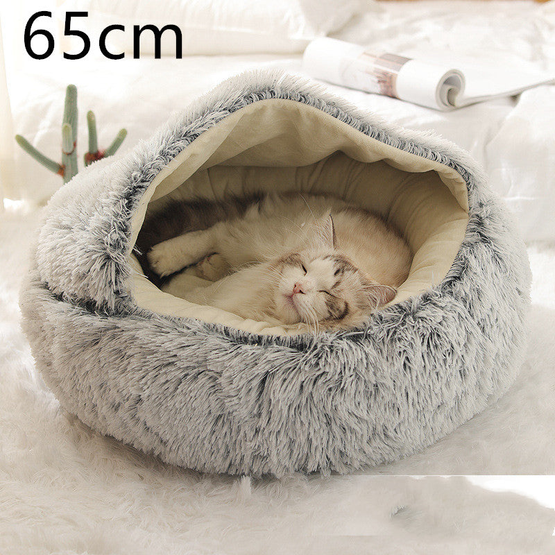 Cama 2 en 1 para perros y gatos, cama de invierno para mascotas, cama redonda de felpa cálida, cama suave y larga para mascotas