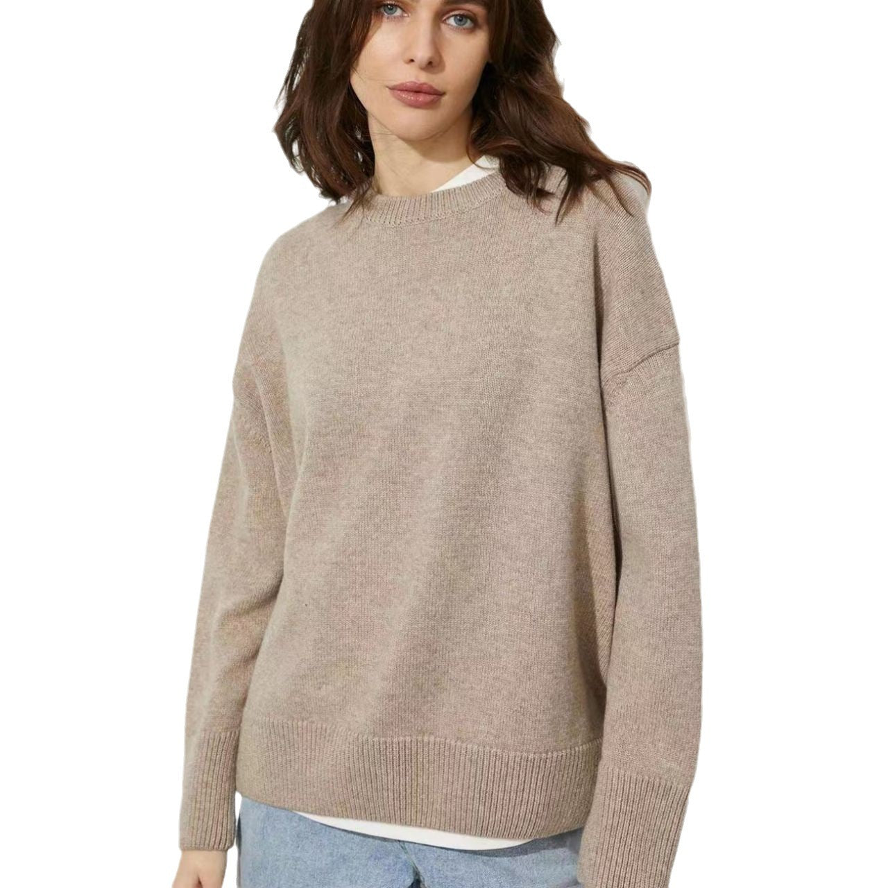 Women's Round Neck Solid Color Pullover Leisure Sweater