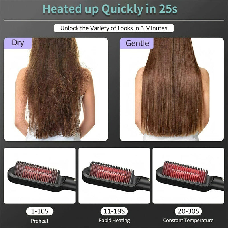 Bago 2 In 1 Hair Straightener Hot Comb Negative Ion Curling Tong Dual-purpose Electric Hair Brush