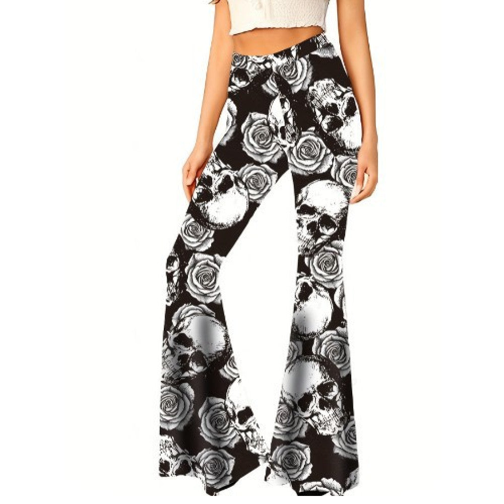 Women's Tight Retro Print Bootleg Pants