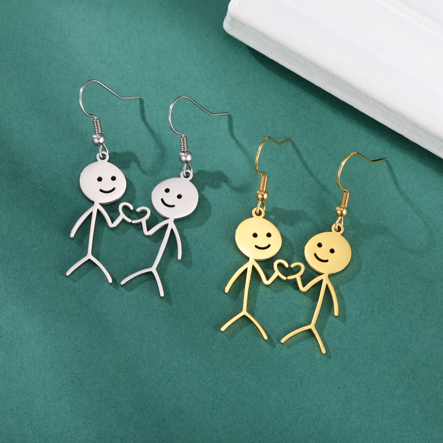 Titanium Steel Cut Hollowed Cartoon Single Side Bixin Villain Pendant Stainless Steel Earrings