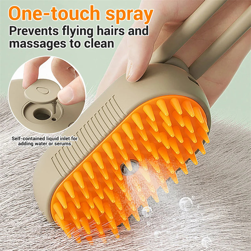 Cat Steam Brush Steamy Dog Brush 3 In 1 Electric Spray Mga Brush ng Buhok ng Cat Para sa Masahe Pag-aayos ng Alagang Hayop Suklay Pagtanggal ng Buhok Mga Suklay ng Alagang Hayop