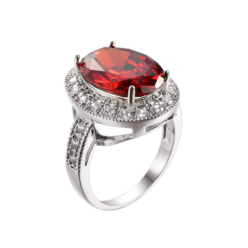 Trendy Fashion Dove Egg Deep Ruby Zircon Ring