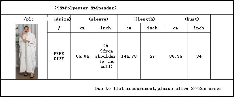 Bata Abaya para mujer de talla grande con patchwork blanco para mujer