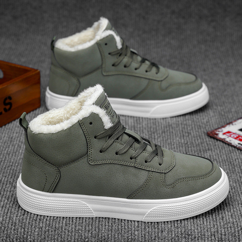 Plus Size Men's High-top Winter Warm Fleece-lined Casual Fashion Sports Cotton Shoes