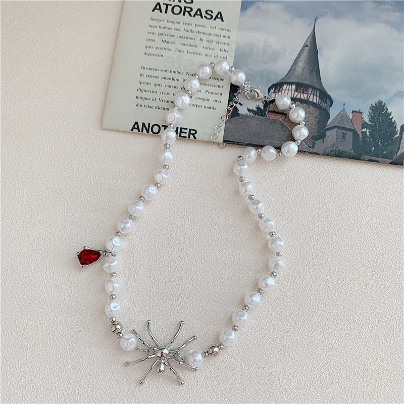 Design Spider Ruby Short Necklace for Men and Women