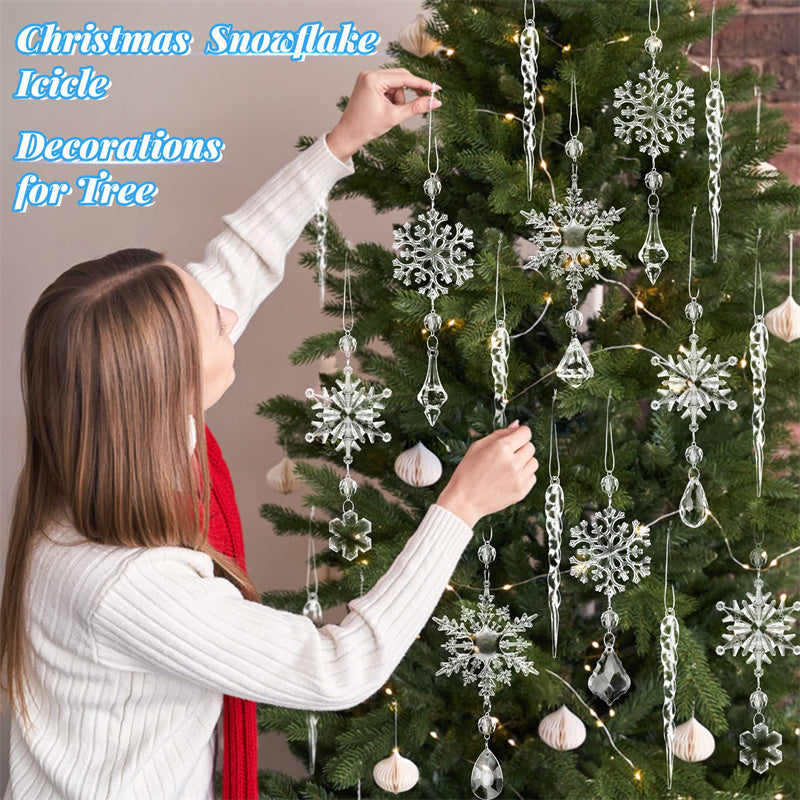 10pcs Christmas Tree Hanging Pendants Acrylic Ice Strip Snow Ceiling Xmas Ornaments Bagong Taon Pasko Dekorasyon Home Decor