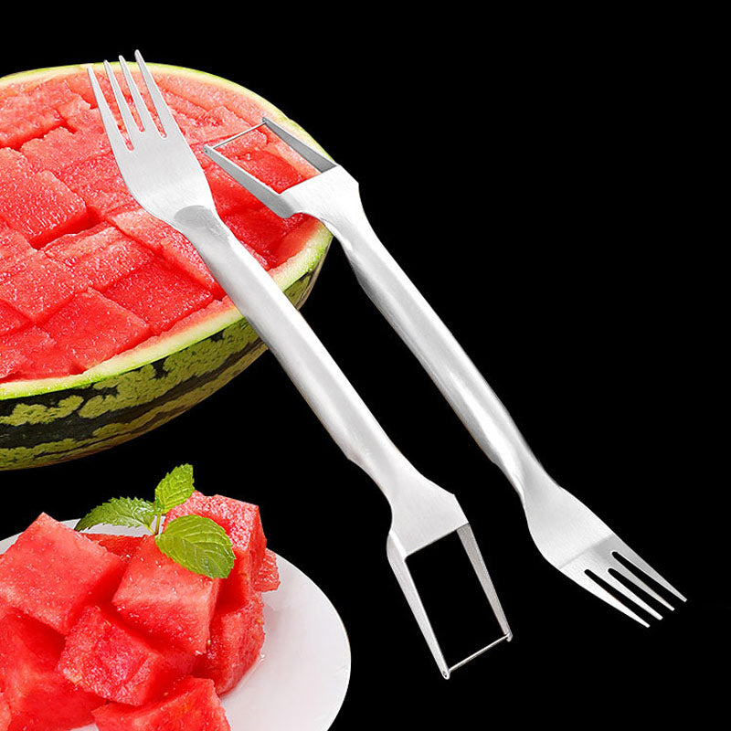 2 In 1 Watermelon Fork Slicer Multi-purpose Stainless Steel Watermelon Slicer Cutter Kitchen Fruit Cutting Fork Fruit Divider Mga Gadget sa Kusina